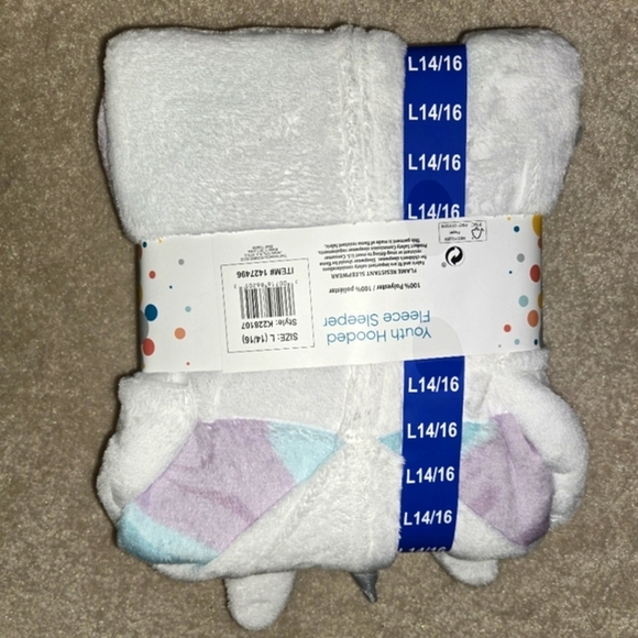 Saint Eve Kids Girl's L Unicorn Youth Hooded Fleece Sleeper NEW - Picture 5 of 9